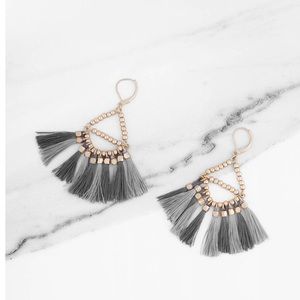 Light/Dark Grey Tassel Earrings
